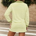 thumbnail image 4 of Arlun Womens Striped 2 Piece Outfits Casual Sweatshirt Skirt Set V-Neck Long Sleeve and Stretch Short Skirts Loose Fit Soft Comfy Workout Matching Loungewear Sets 2-Green XL, 4 of 6