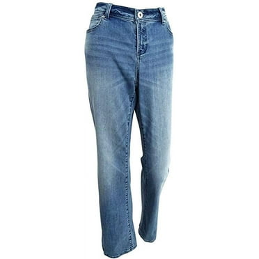 INC Womens Curvy Fit Mid-Rise Bootcut  Monday Wash Jeans 2