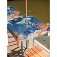 thumbnail image 2 of Outdoor Tablecloth with Umbrella Hole for Patio/Picnic/Party/Camping, Blue Coastal Jellyfish Waterproof Table Cloth Square Cover Washable, Nautical Orange Coral Starfish (54"x 54"), 2 of 9