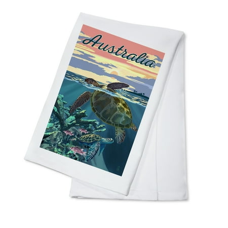 

Australia Loggerhead Sea Turtle and Sunset (100% Cotton Tea Towel Decorative Hand Towel Kitchen and Home)