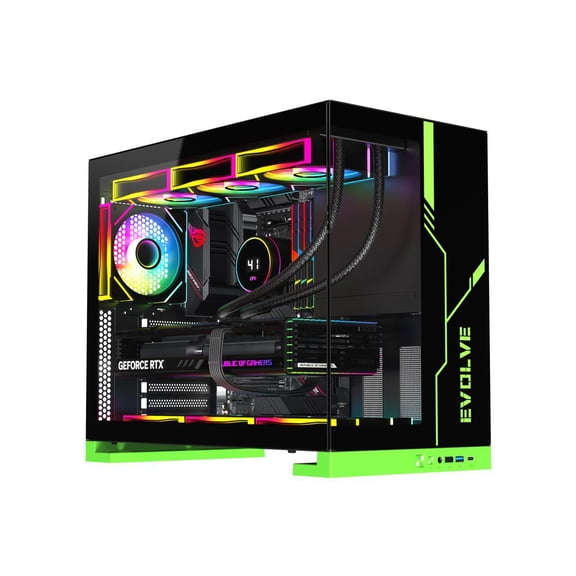 DIYPC IDX8-BK-ARGB Black USB3.0/ Type C Tempered Glass ATX Gaming Computer Case w/ Dual Tempered Glass Panel and 4 x ARGB PWM Fans (Pre-Installed)