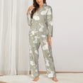 thumbnail image 2 of Pajama Sets for Women 2 Pcs, Bohemian Flower Cute Rabbit Button Down Long Sleeve Sleepwear Lounge PJ Sets, 2 of 6