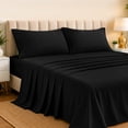 thumbnail image 3 of Lux Decor Rayon from Bamboo Blend Sheets Queen - 4 Piece Deep Pocket Bed Sheets Set, Black, 3 of 9