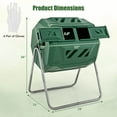 thumbnail image 3 of Costway 42-Gal Compost Bin Dual Chamber Composting Tumbler with 2 Sliding Doors Metal Frame Green, 3 of 9