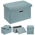 thumbnail image 5 of VECELO Foldable Storage Linen Ottoman 19" Storage Bench, Space-Saving Box Foot Rest Stool Seat For Bedroom Living Room, Green, 5 of 12