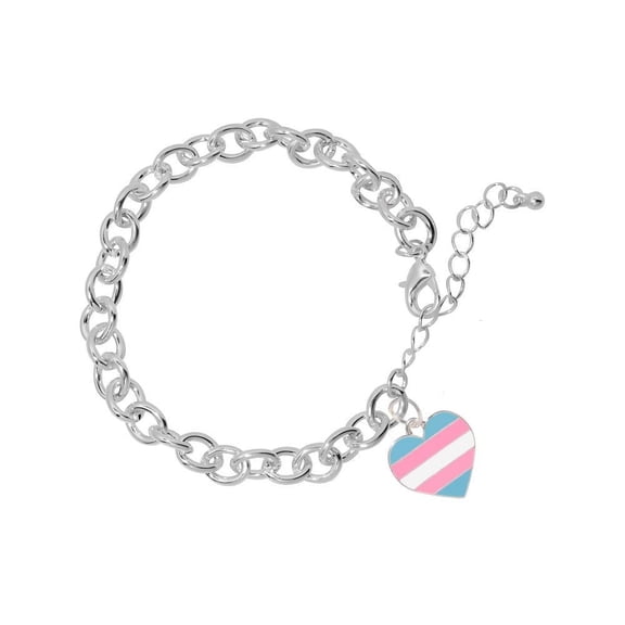 Transgender Heart Flag Chunky Charm Bracelets