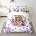 thumbnail image 2 of Erosebridal Kawaii Tiger Bedding Full Size, Purple Flower Floral Bedding Sets Full Size, Cartoon Animal Reversible Comforter Sets with Sheets, Ultra Soft Room Decorative, 7pcs, 2 of 4