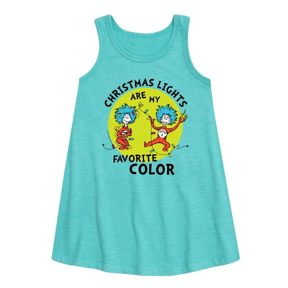 Cat in the Hat - Christmas Lights Are My Favorite Color - Toddler and Youth Girls A-line Dress