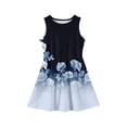 thumbnail image 3 of LTTVQM Girls Dresses Size 3-4 Casual Floral Sundresses Comfy Sleeveless Midi Dresses Trendy Crew Neck Spring Dress Light Blue 3-4 Years, 3 of 4