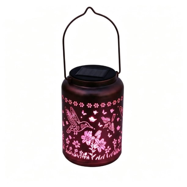Lámpara De Jardín Floral Con Forma De Libélula, Resistente Al Agua IP44, De Metal Hueco, Con Proyección, Activación/apagado Automático, Alimentada Por Energía Lirio colibrí multimodo
