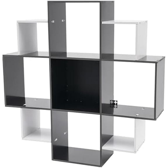 Bookcase Wall Mounted Book Shelf Modern 3-Tier Floating Shelf Bookcase with 9 Compartments, Floating Cube Shelves, for Study, Office, Kitchen, Bedroom, and Living Room (Black&White)