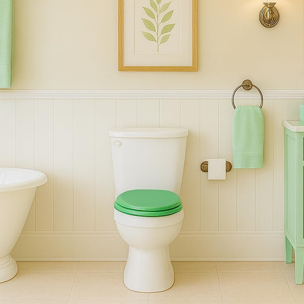 Toilet Seat, Slow Close, Soft Touch, Ultra-Smooth Matte Finish (No Orange-Peel Texture), Premium Moulded Wood, Quick Release,  (Yellow, Elongated)