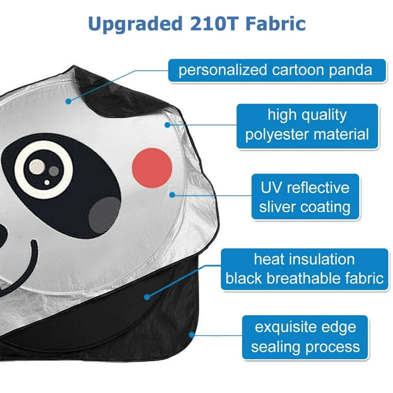 HOMEYA Car Windshield Sunshade With Cute Panda Design - 59"x33.5" Foldable UV Protector To Keep Car Cool
