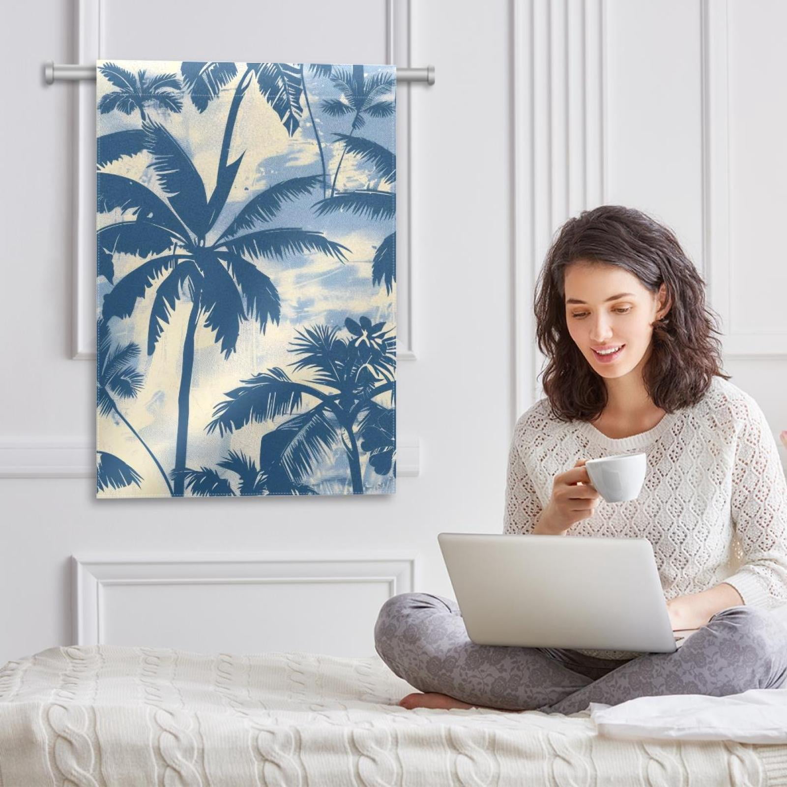 Tropical Palm Trees Silhouettes Double Sided Garden Flag Decorative Weather Resistant Yard Flag, Large DIY Vertical Flag for Farmhouse Patio Lawn, 28x40 Inch