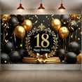 thumbnail image 6 of Gold Theme 18th Birthday Banner Black Background Banner Glitter Balloons Golden Ribbons Party Decoration Banner for 18th Birthday Party Adult Birthday Celebration Coming of Age Party, 6 of 9