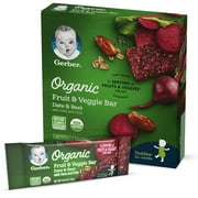 Gerber Organic Fruit & Veggie Bar Date & Beet 0.84 oz Bars 5 Count (Pack of 8)