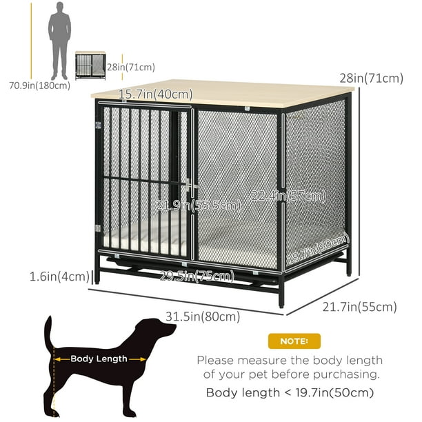 PawHut Cage pour chien avec coussin résistant à l'eau, table d