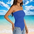 thumbnail image 5 of BUIGTTKLOP Ribbed Knit Tube Tops for Women Strapless Sleeveless Tank Tops Irregular Hem Stretchy Slim Fitted Going out Tops, 5 of 6