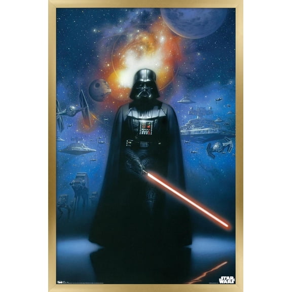 Star Wars: Saga - Vader in Space Wall Poster, 22.375" x 34", Framed
