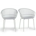 thumbnail image 2 of Set of 2 Barras White Plastic Dining Chair with Slatted Back and Iron Legs, 2 of 7