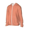 thumbnail image 2 of Kll Orange Gingham Print Men'S Women’s Upf 50+ Sun Protection Outdoor Hoodie Jacket Long Sleeve Fishing Hiking Performance Shirt- 3x-Large, 2 of 8