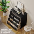 thumbnail image 5 of 4 Drawer Dresser for Bedroom, Tall Storage Cabinet with Anti-Tip Device & Smooth Rails, Modern Chest of Drawers with Deep Drawers, Waterproof Board, Black, 5 of 7