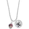thumbnail image 1 of Delight Jewelry Goldtone Hot Pink & Purple Wide Cheetah Print Spinner Silvertone Script Initial Disc - X - Charm Necklace, 20"+3", 1 of 1