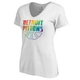 thumbnail image 2 of Women's White Detroit Pistons Team Pride Wordmark V-Neck T-Shirt, 2 of 3