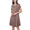 thumbnail image 4 of Chemise de Nuit à Manches Courtes avec Poche pour Femme, Robe de Nuit Confortable et Ample, Douce et Décontractée pour l'Été, Col Rond, Hauts de Nuit Marron P, 4 of 5