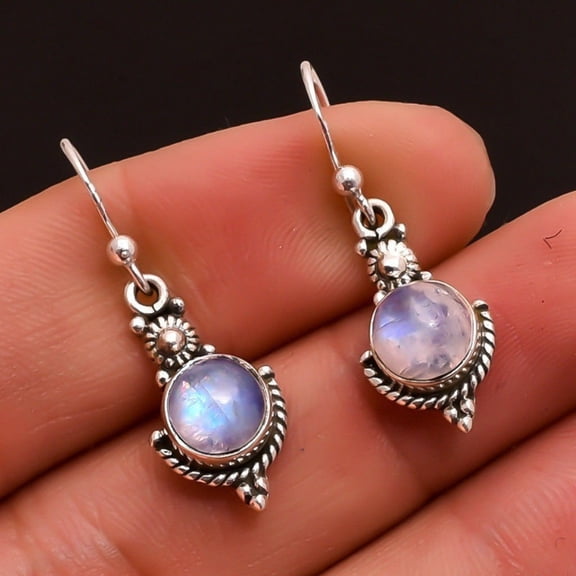 PONPRNGY Moonstone Filigree Dangle Teardrop Earrings Copper Silver Moonstone Earrings for Women Jewelry Valentine's Day Gifts