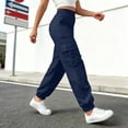 thumbnail image 6 of Fgnfyis Womens Cargo Pants High Waisted Casual Flat Front Pockets Elastic Everyday Comfort Cargo Trousers Women Pants Navy S, 6 of 6