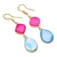 thumbnail image 2 of Blue Druzy Gemstone Handmade 925 Sterling Silver Jewelry Earring 2.13", 2 of 2
