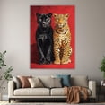 thumbnail image 5 of Mudket Panther & Leopard Duo Framed Canvas Wall Art, Bold Red Wall Decor Jungle Animal Print Art for Living Room, Bedroom, Man Cave, Ready to Hang - 36"L x 24"W, 5 of 10
