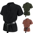 thumbnail image 2 of piezas de blusa renacentista para hombre, traje de cosplay vikingo medieval con protector de brazos de piel sintética, camisas vikingas, traje de fiesta de carnaval de Halloween, 2 of 5