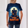 thumbnail image 6 of Domuza Halloween Shirts Women V Neck Short Sleeve Casual Holiday Henley T Shirt Fall Funny Novelty Print Retro Button Up Pullover-B L, 6 of 6