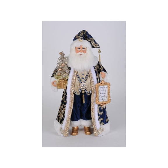 Karen Didion Lighted Midnight Blue Santa Figurine, 19 Inches