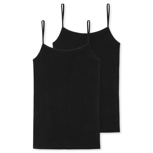 SCHIESSER Mujer Espagueti, 2-Pack - Jersey sencillo, Serie 95/5, liso Negro L (Large)