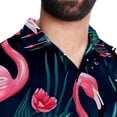 thumbnail image 5 of Flamingo Tropical Rainforest Men's Short Sleeve Poplin Shirt, Casual Printed Button Down, Summer Beach Hawaiian Shirts, Unisex, 5 of 6