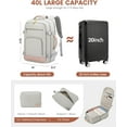 thumbnail image 2 of LOVEVOOK Travel Backpack For Women, 40L Carry On Backpack Flight Approved, TSA Personal Item Travel Bag Fits 17 Inch Laptop, Business Weekender Overnight Waterproof Daypack With 2 Cubes, Grey-Pink, 2 of 10
