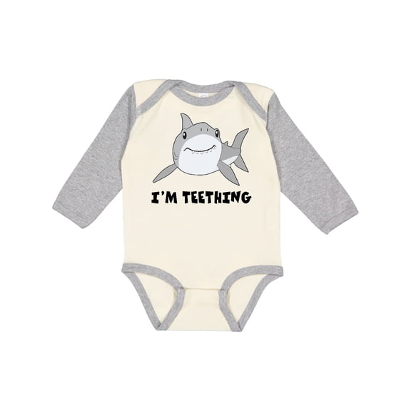 Inktastic I'm Teething Cute Shark Boys or Girls Long Sleeve Baby Bodysuit