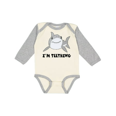 

Inktastic I m Teething Cute Shark Gift Baby Boy or Baby Girl Long Sleeve Bodysuit