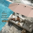 thumbnail image 4 of SUMMIT LIVING 15 ft Large Patio Umbrella with Base (Included) Double-Sided Rectangular Outdoor Deck Umbrella for Outside - Beige, 4 of 11