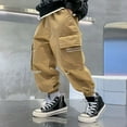 thumbnail image 2 of DEMISE Boys Khaki Pants Size 6 Boys Pants Boys Cargo Joggers Pants Elastic Waist Casual Jogging Trousers Bottom for Kids(Khaki,8-9 Years), 2 of 4
