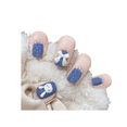 thumbnail image 2 of 24PCS Pearl Fake Nails with Rabbit and Bow Pattern Short Square French Style Fashion Design Covered Nails X41, 2 of 5