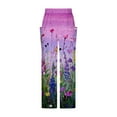 thumbnail image 4 of HUPOM Palazzo Pants For Women Cargo Pants Carpenter Mid Waist Rise Full Flare-Leg Hot Pink 2XL, 4 of 5