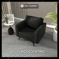 thumbnail image 6 of LeisureMod Single-Seater Sofa Upholstered Leather Lounge Armchair with Steel Legs Removable Cushions and Foam Filled Seat for Living Room and Bedroom Rusk Series in Black, 6 of 11