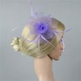 thumbnail image 4 of LEKODE Tea Hats for Women 2025 Tea Hats Tea Party Hat Feather Hair Clip Fascinator Hat Tea Party Hats Tea Party Hats for Women Purple 2 One Size, 4 of 7
