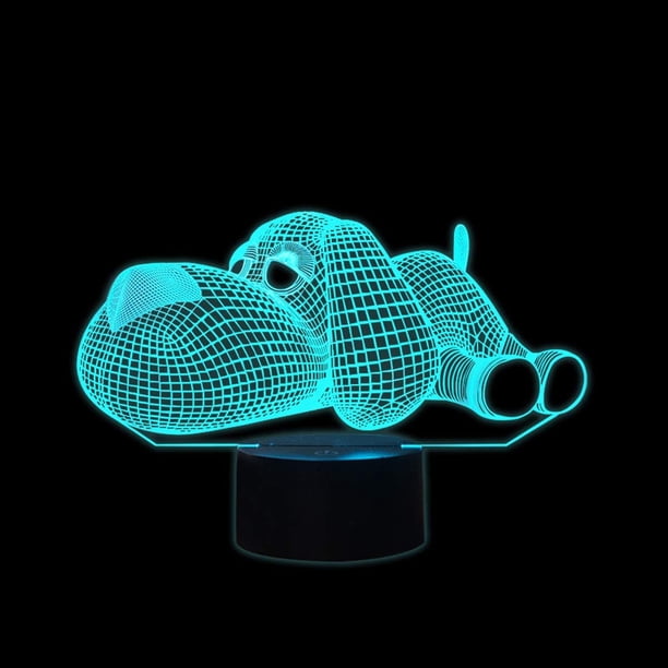 Luz nocturna LED con ilusión óptica 3D para bebés y niños, lámpara de perro 3D con 7 colores cambiantes, lámpara de noche táctil, decoración de dormitorio, lámpara de perro con cable USB