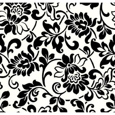 17.71 x 78.74 in. Black & White Damask Adhesive Film, Set of 2