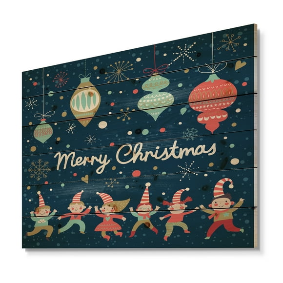 Design Art - Joyeux Noël Elf Enfants et Flocons de Neige